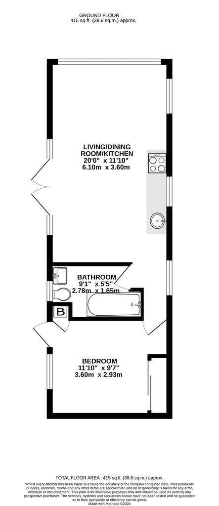 1 bedroom park home for sale - floorplan