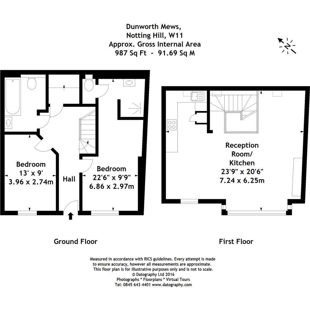 2 bedroom mews house to rent - floorplan