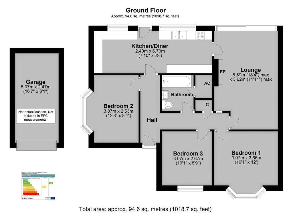 3 bedroom bungalow for sale - floorplan