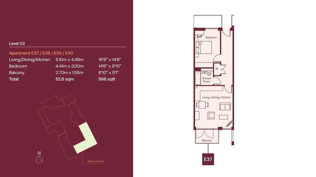 1 bedroom flat for sale - floorplan