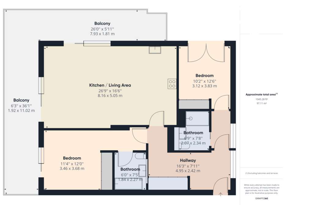 2 bedroom flat to rent - floorplan