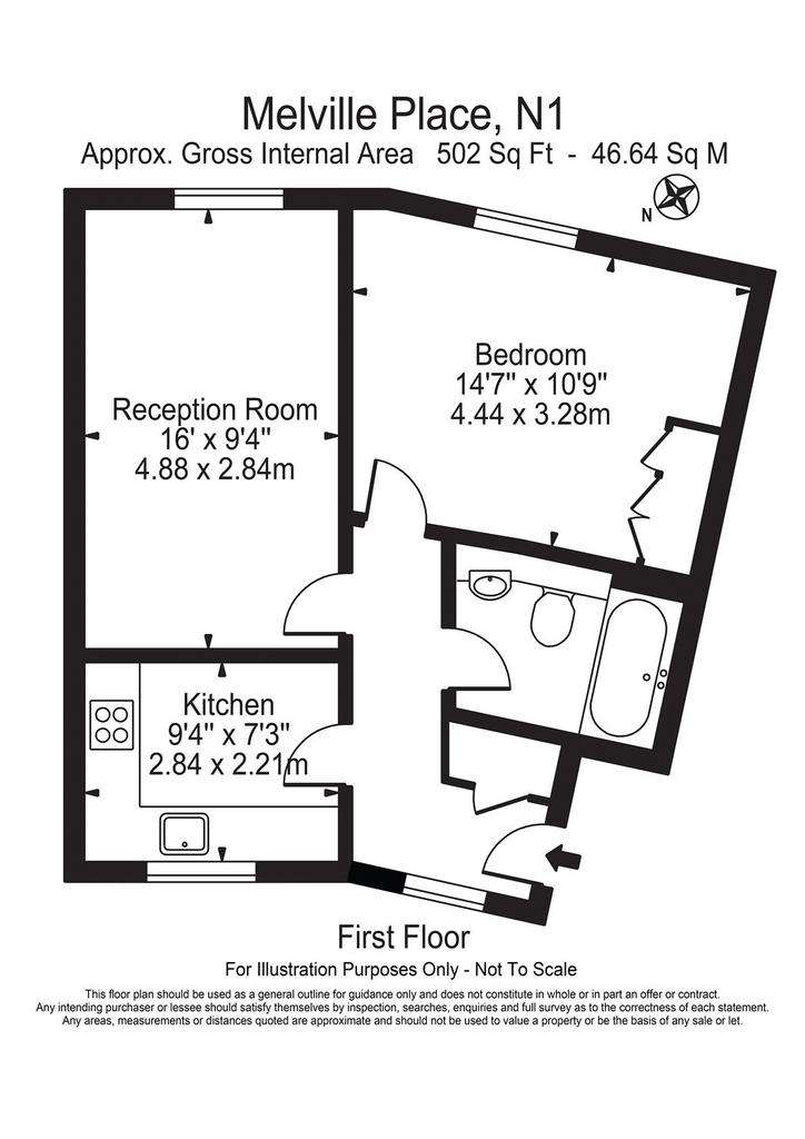 1 bedroom flat to rent - floorplan