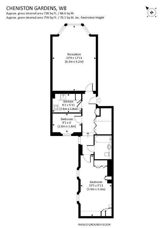 2 bedroom flat to rent - floorplan