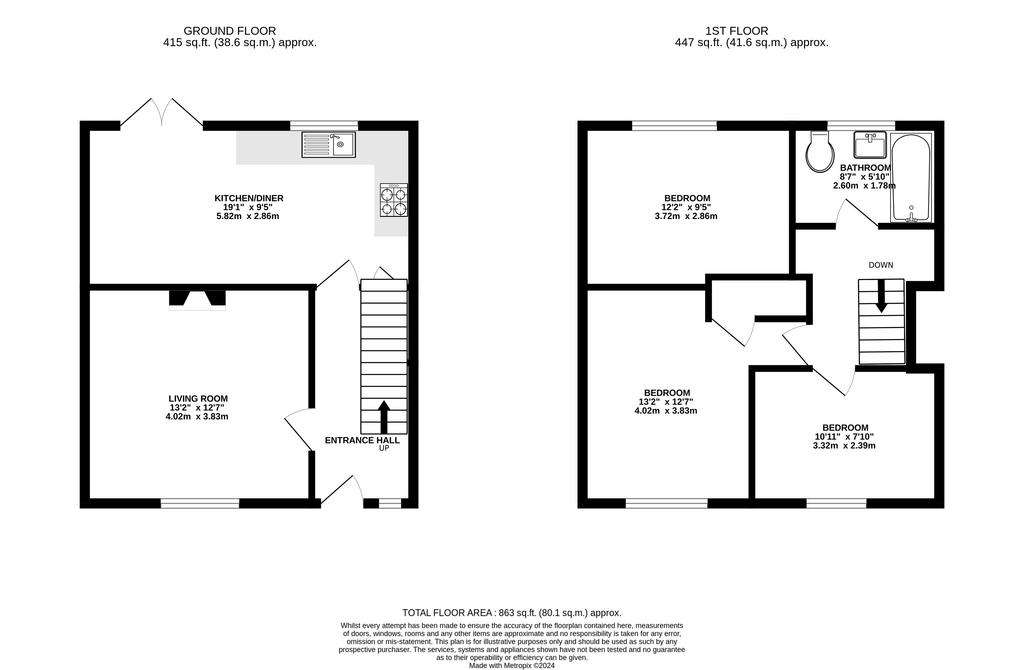 3 bedroom terraced house for sale - floorplan