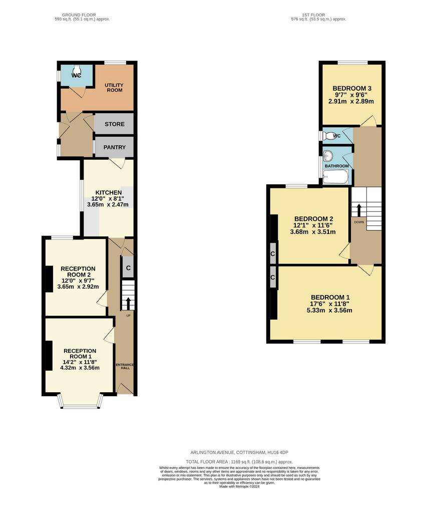 3 bedroom terraced house for sale - floorplan