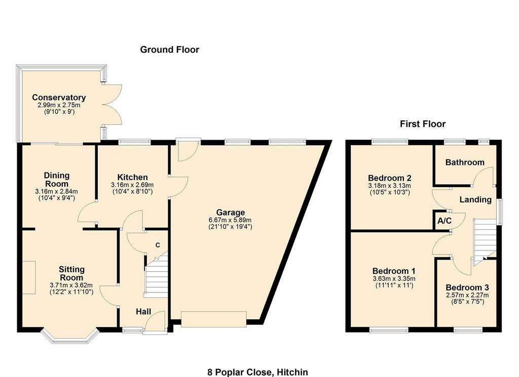 3 bedroom semi-detached house for sale - floorplan