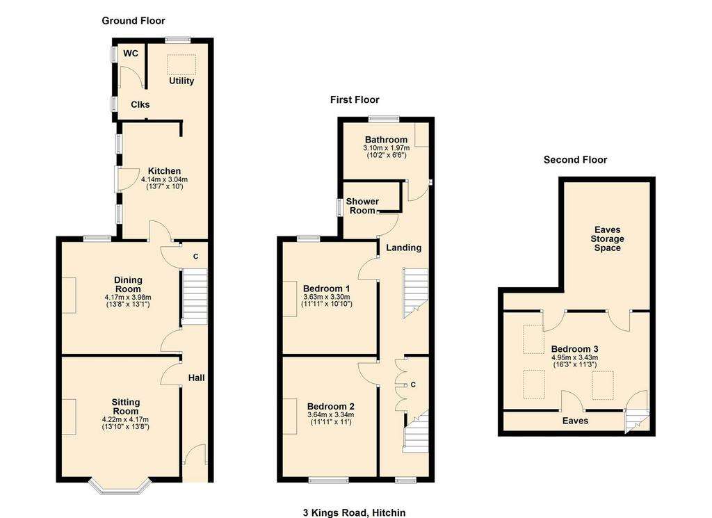 3 bedroom terraced house for sale - floorplan