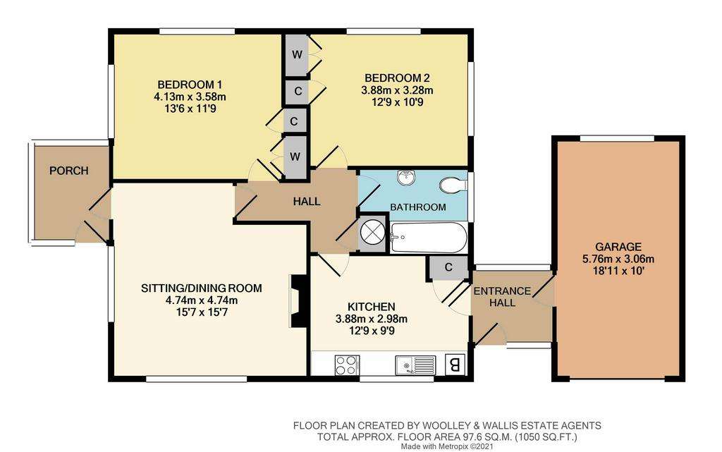 2 bedroom bungalow for sale - floorplan