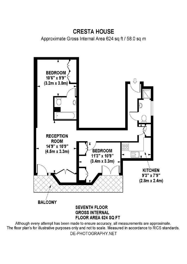 2 bedroom flat to rent - floorplan