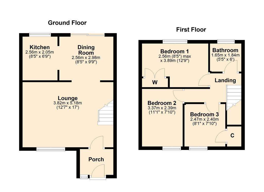 3 bedroom terraced house for sale - floorplan