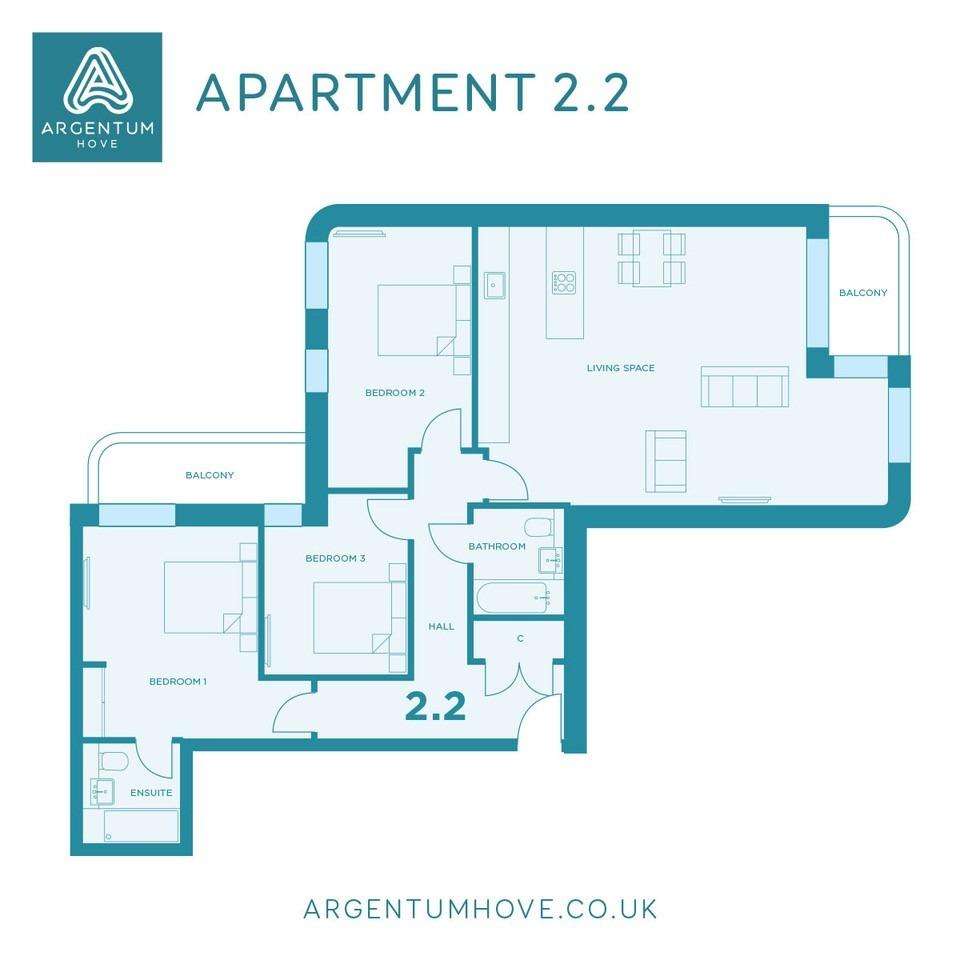 3 bedroom flat for sale - floorplan