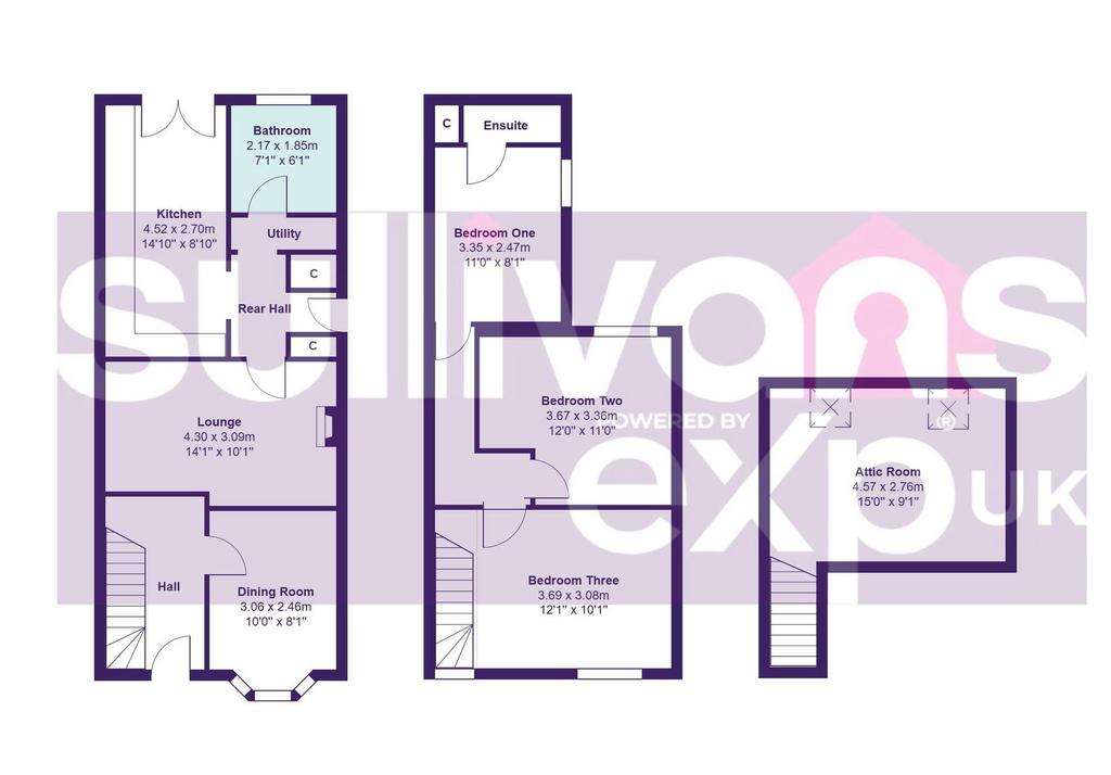 3 bedroom end of terrace house for sale - floorplan