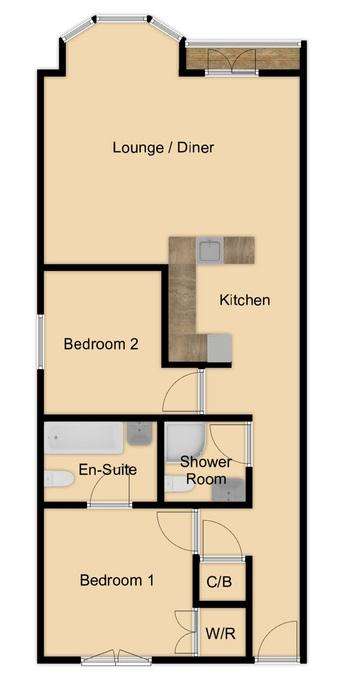 2 bedroom flat to rent - floorplan