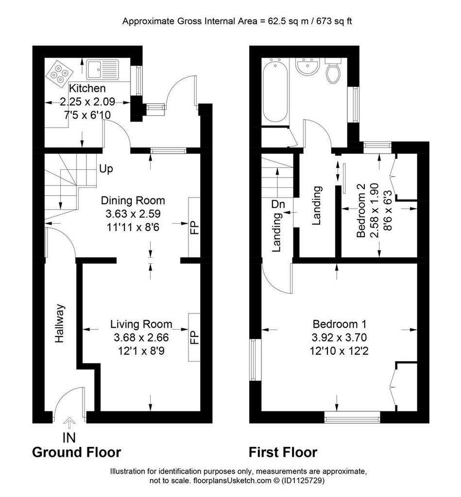 2 bedroom semi-detached house for sale - floorplan