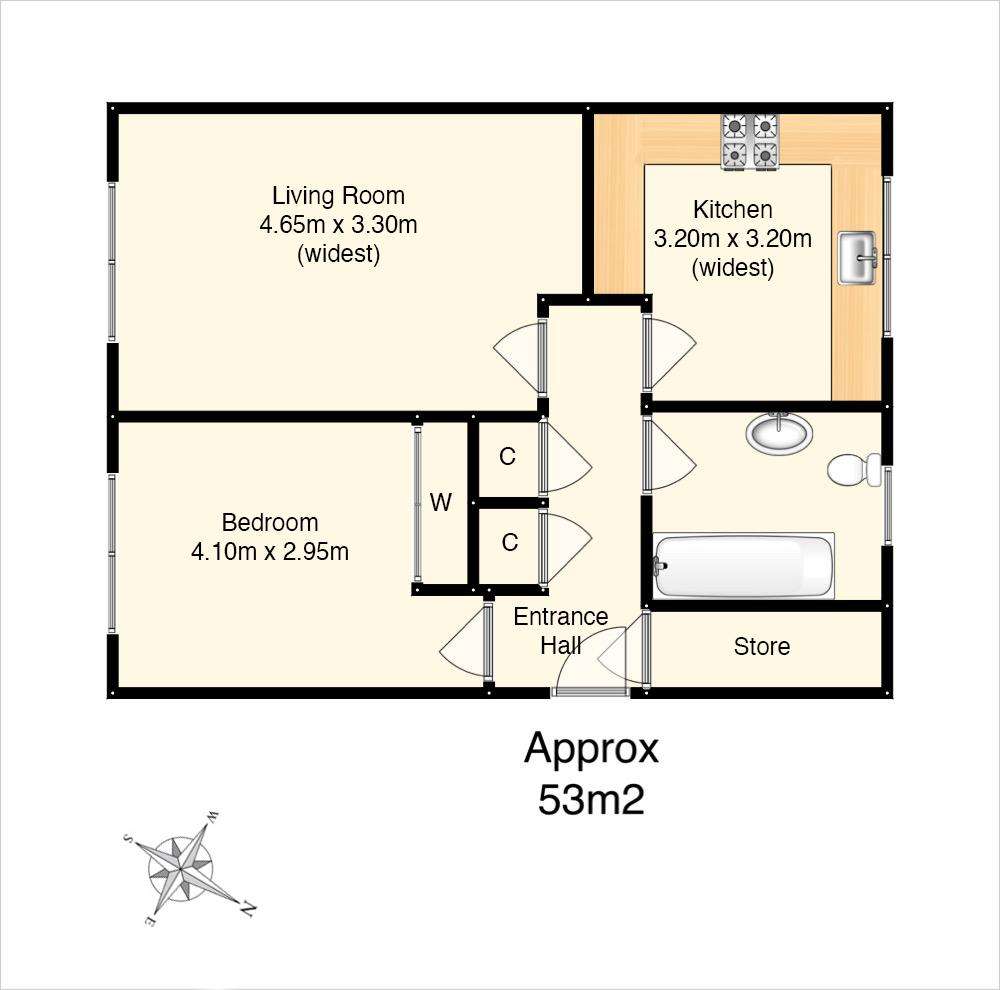 1 bedroom ground floor flat for sale - floorplan