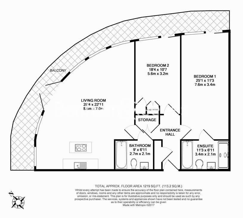 2 bedroom flat to rent - floorplan