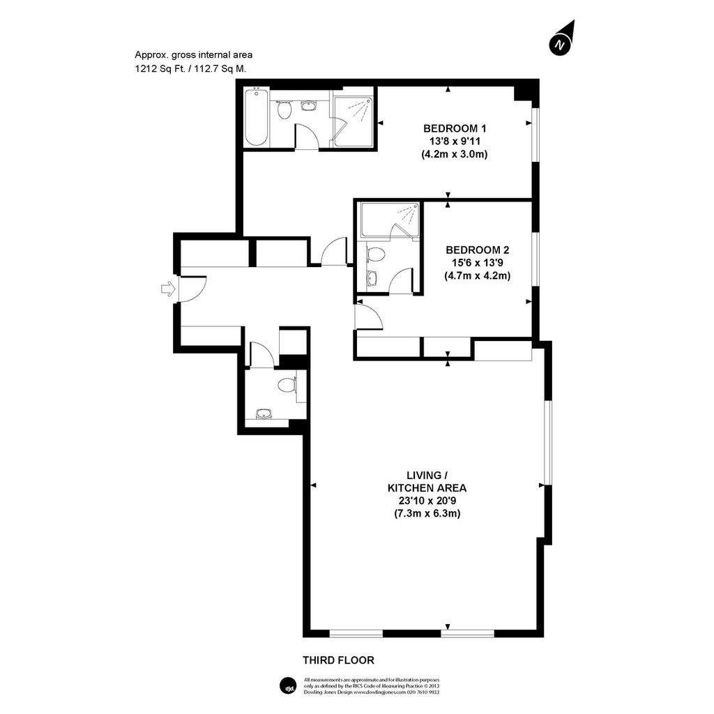 2 bedroom flat to rent - floorplan