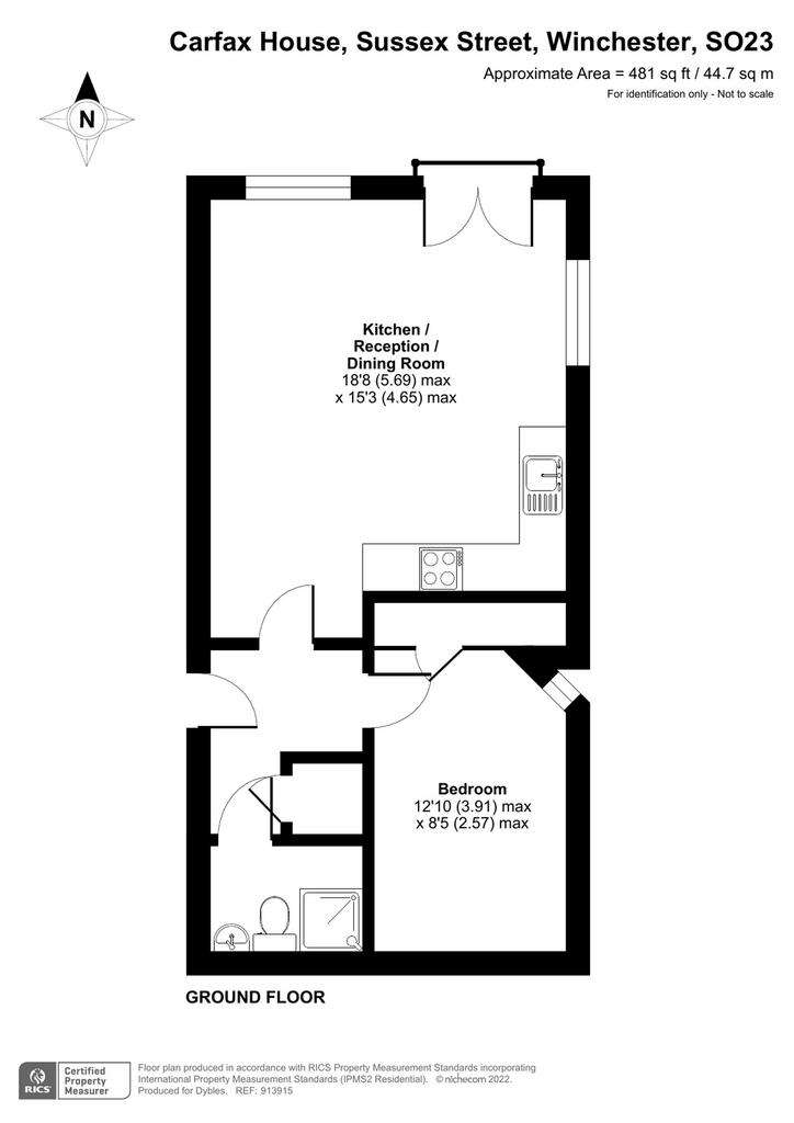 1 bedroom flat to rent - floorplan