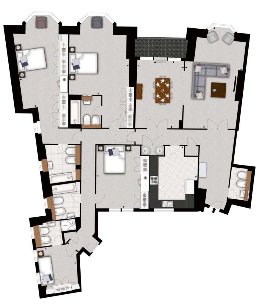 4 bedroom penthouse apartment to rent - floorplan