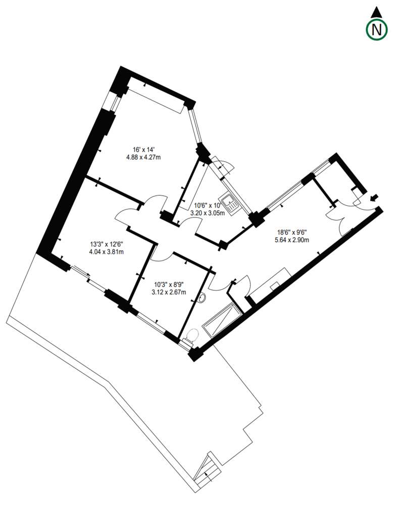 2 bedroom flat to rent - floorplan