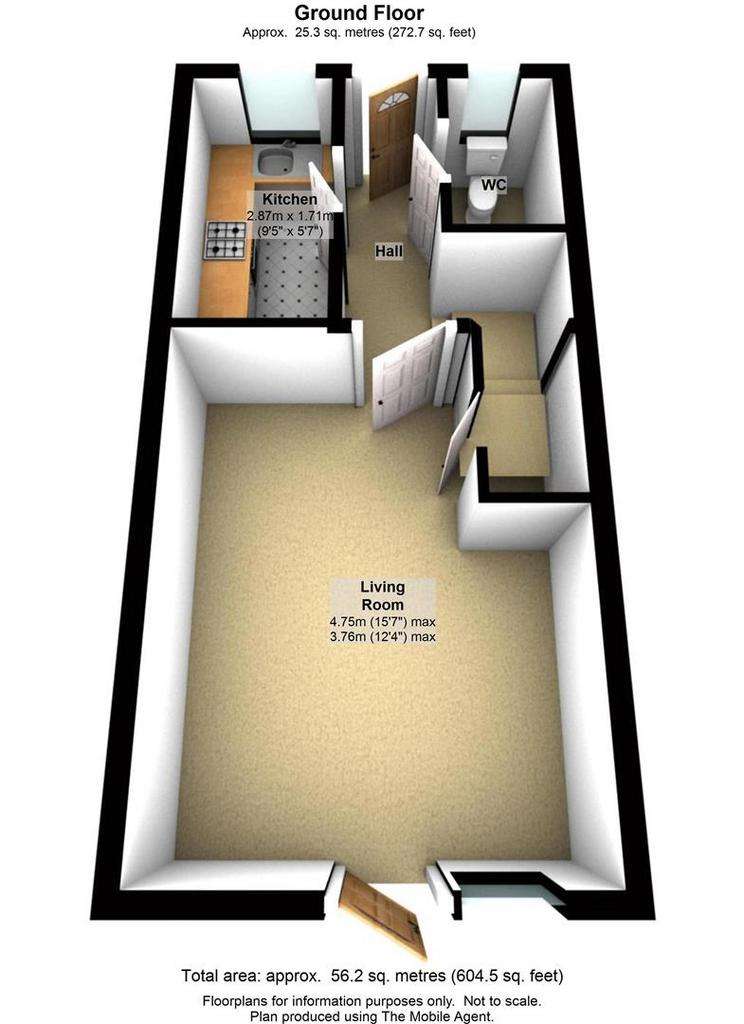 2 bedroom terraced house to rent - floorplan