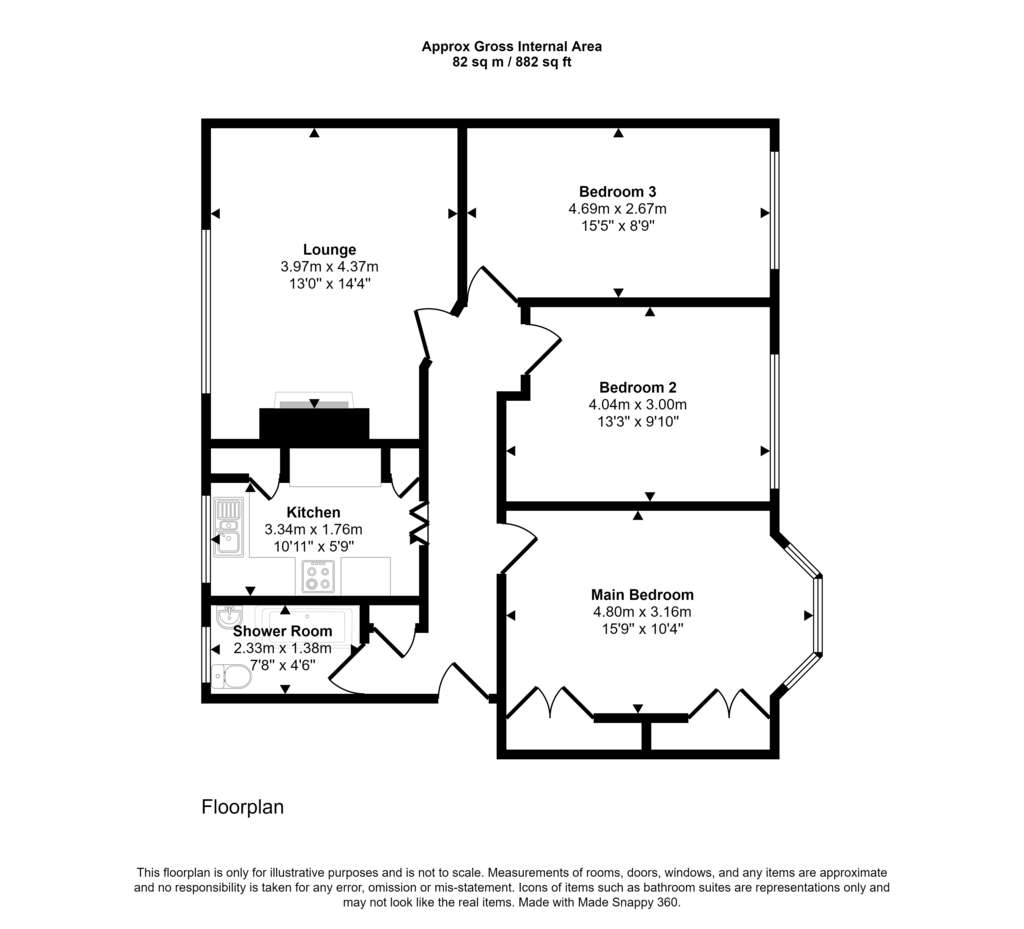 3 bedroom flat for sale - floorplan