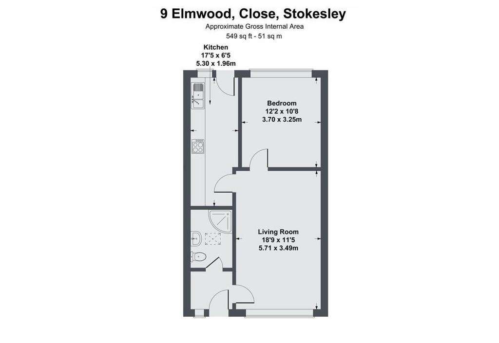 1 bedroom bungalow for sale - floorplan