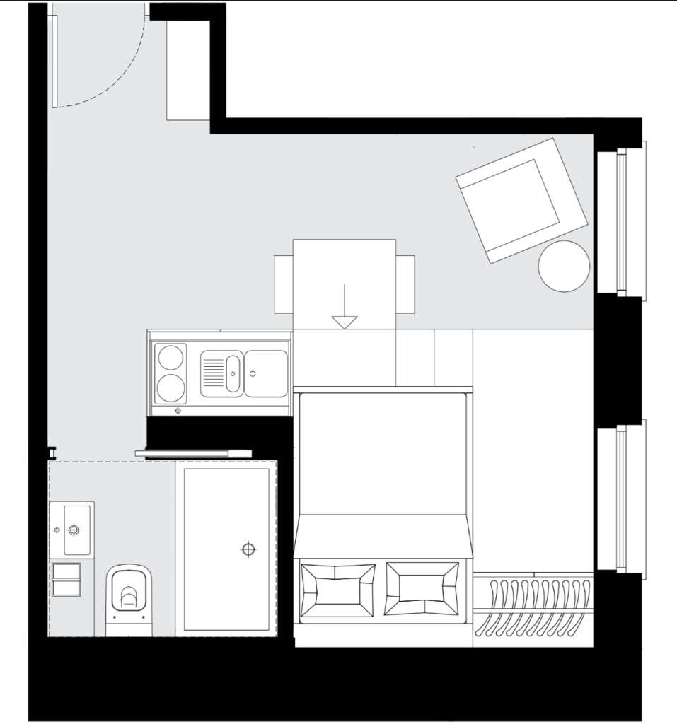 Studio flat to rent - floorplan