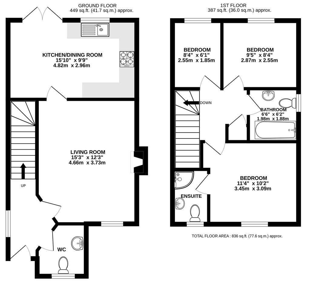 3 bedroom house for sale - floorplan