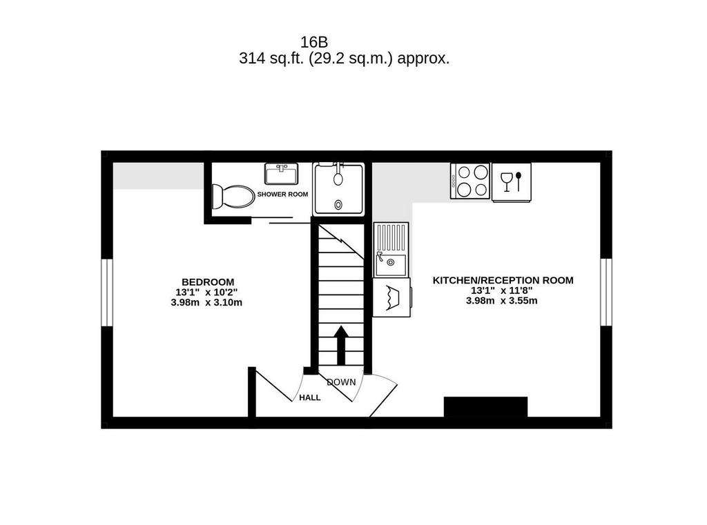 1 bedroom flat to rent - floorplan