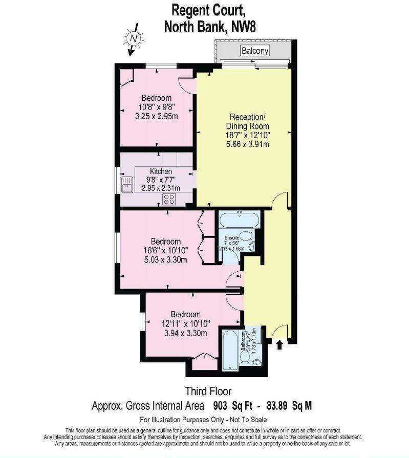 3 bedroom flat to rent - floorplan