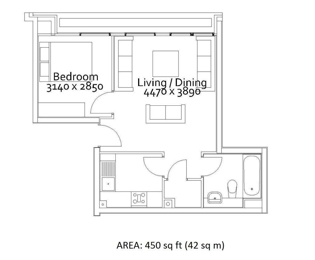 1 bedroom flat to rent - floorplan