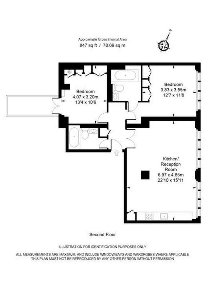 2 bedroom flat to rent - floorplan