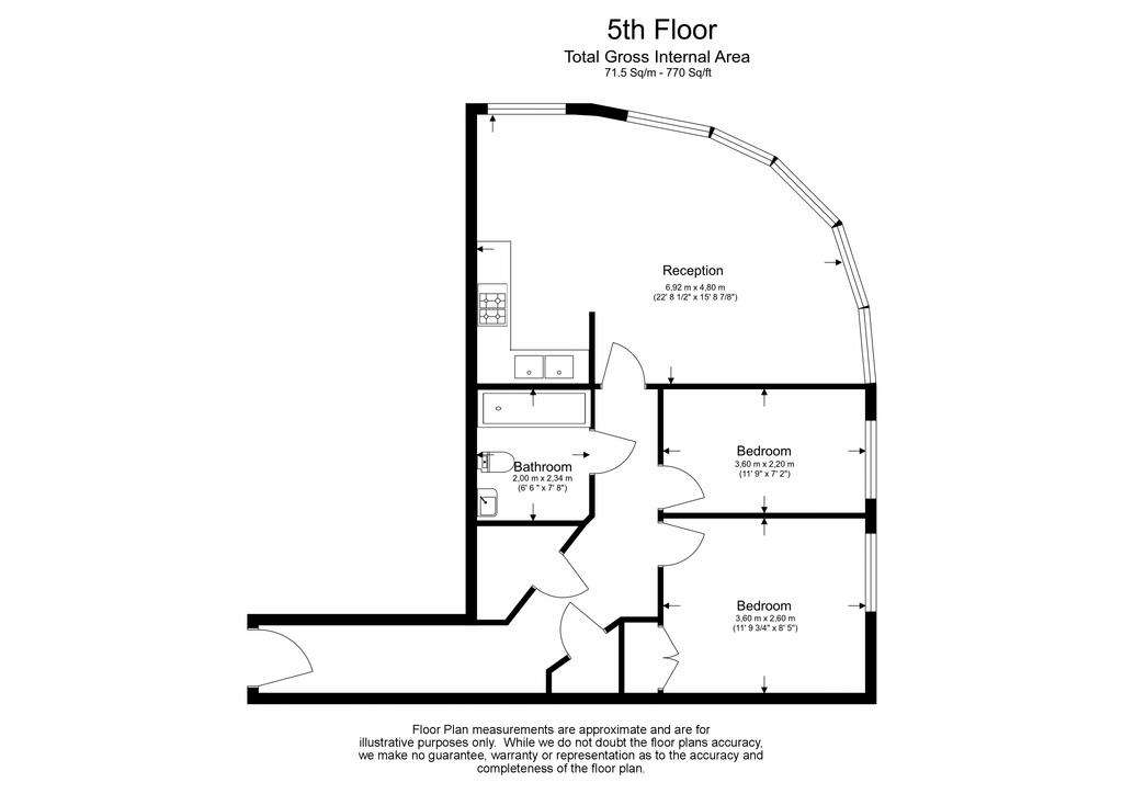 2 bedroom flat to rent - floorplan