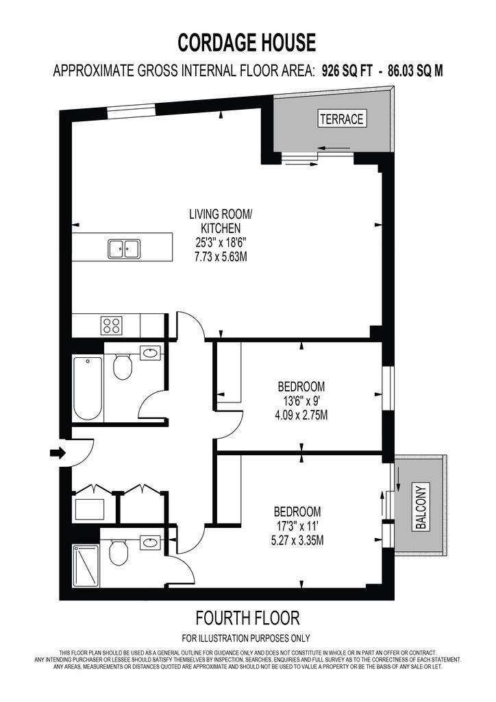 2 bedroom flat to rent - floorplan