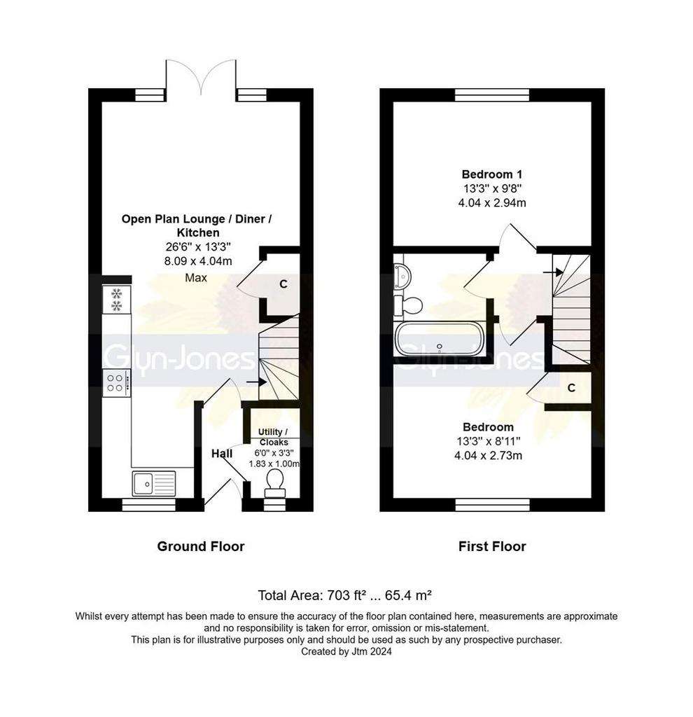 2 bedroom terraced house for sale - floorplan