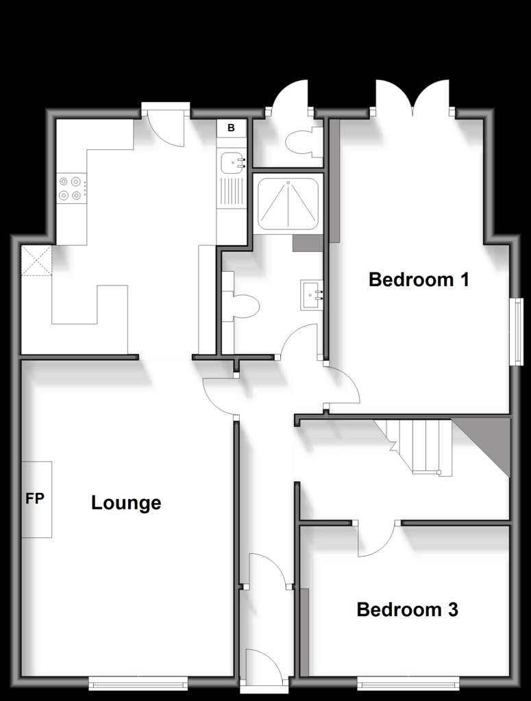 3 bedroom semi-detached bungalow for sale - floorplan