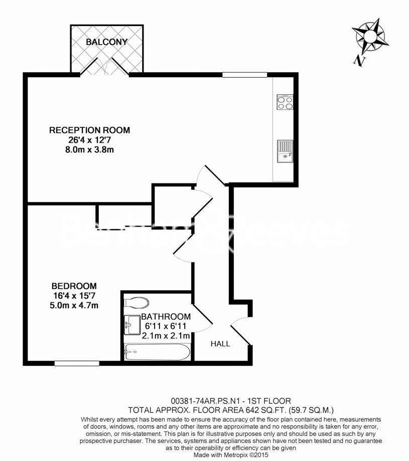 1 bedroom flat to rent - floorplan