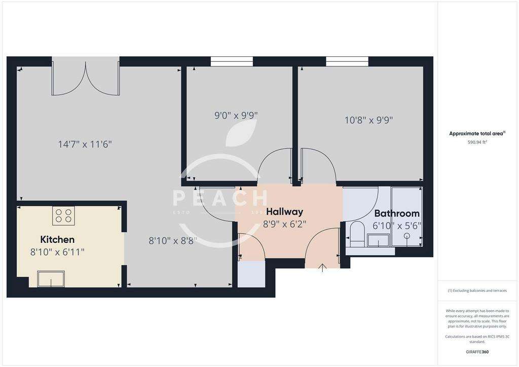 2 bedroom flat to rent - floorplan