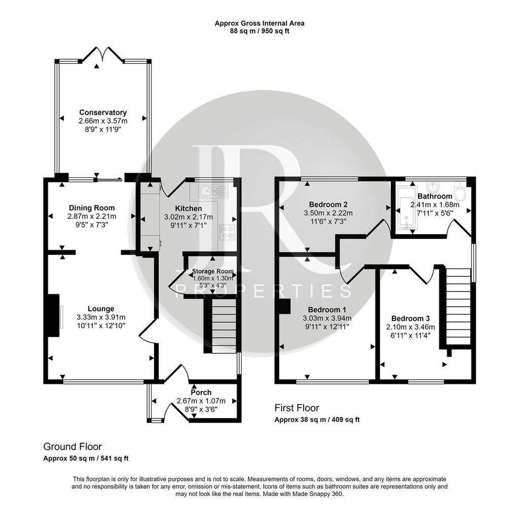 3 bedroom semi-detached house for sale - floorplan