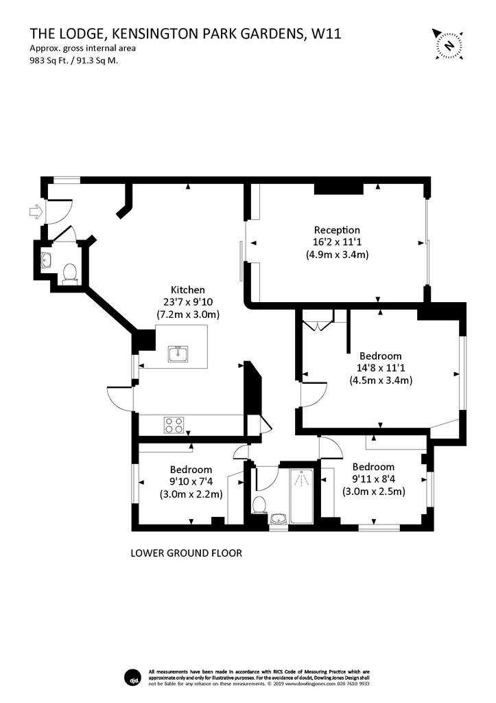 3 bedroom flat to rent - floorplan