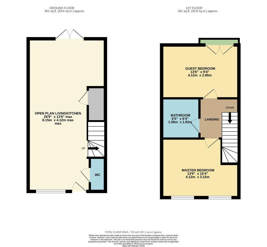 2 bedroom end of terrace house for sale - floorplan