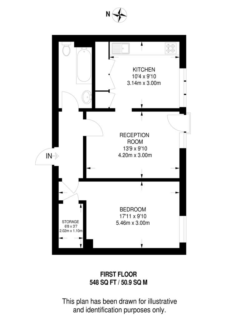 1 bedroom flat to rent - floorplan