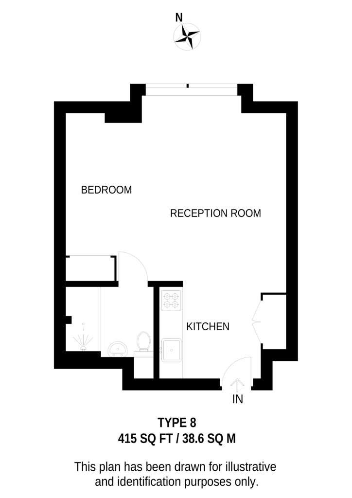 Studio flat to rent - floorplan