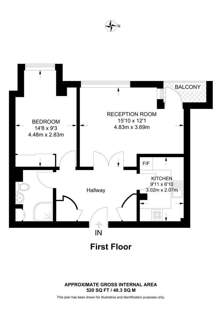 1 bedroom flat to rent - floorplan