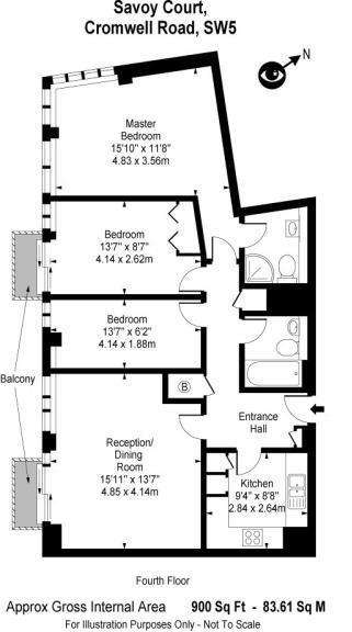 3 bedroom flat to rent - floorplan