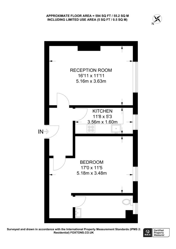 1 bedroom flat to rent - floorplan