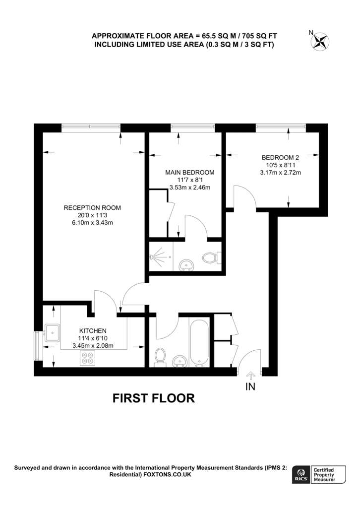 2 bedroom flat to rent - floorplan