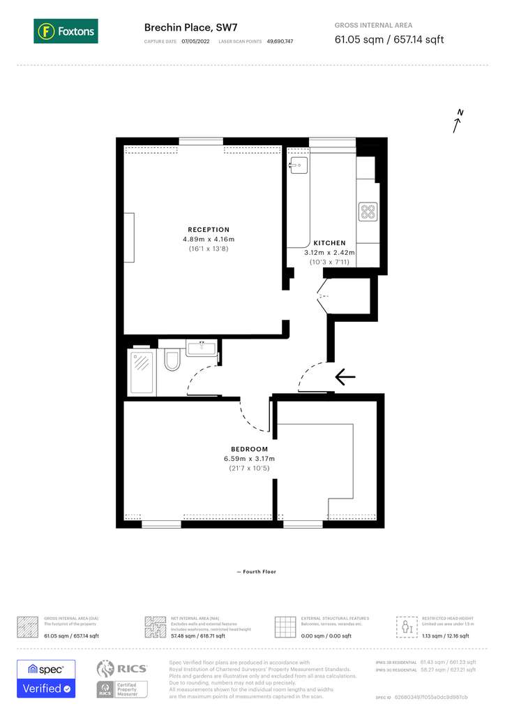 1 bedroom flat to rent - floorplan