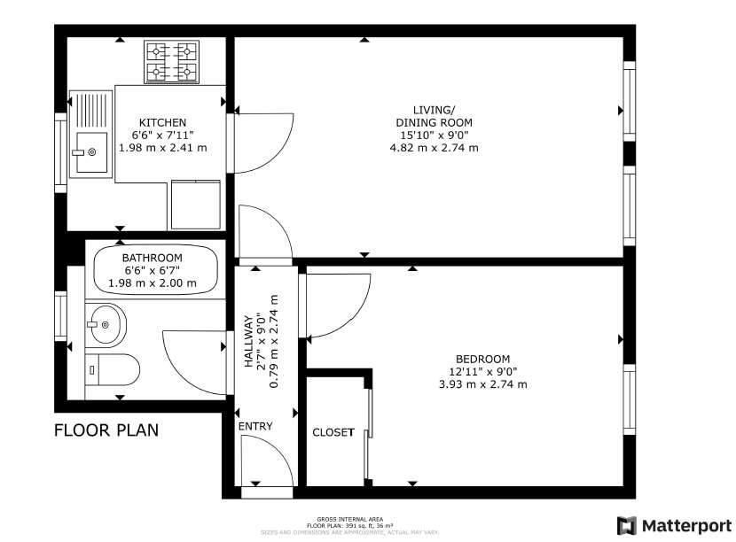 1 bedroom flat to rent - floorplan